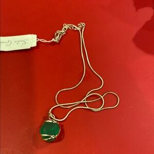 Elegant Silver Necklace with Green Seaglass Pendant